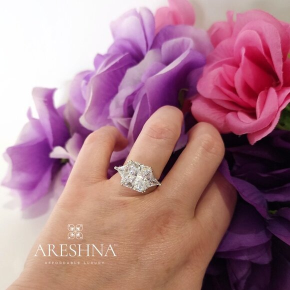 10ct Lab Created Diamond Princess Cut Engagement Ring Wedding Ring - Picture 12 of 16